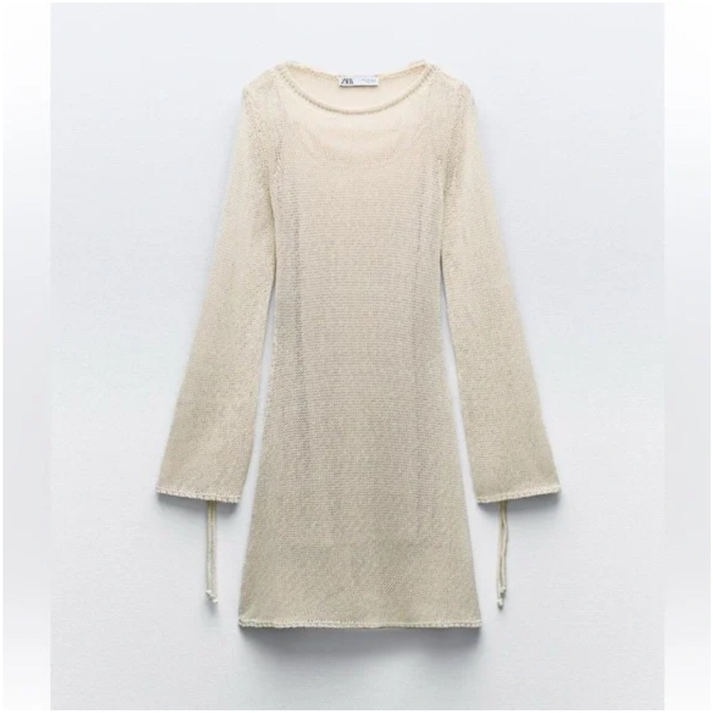 Zara Cream Long Sleeve Knitted Dress